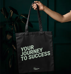 Zwarte trendy tote bag met de tekst your journey to success